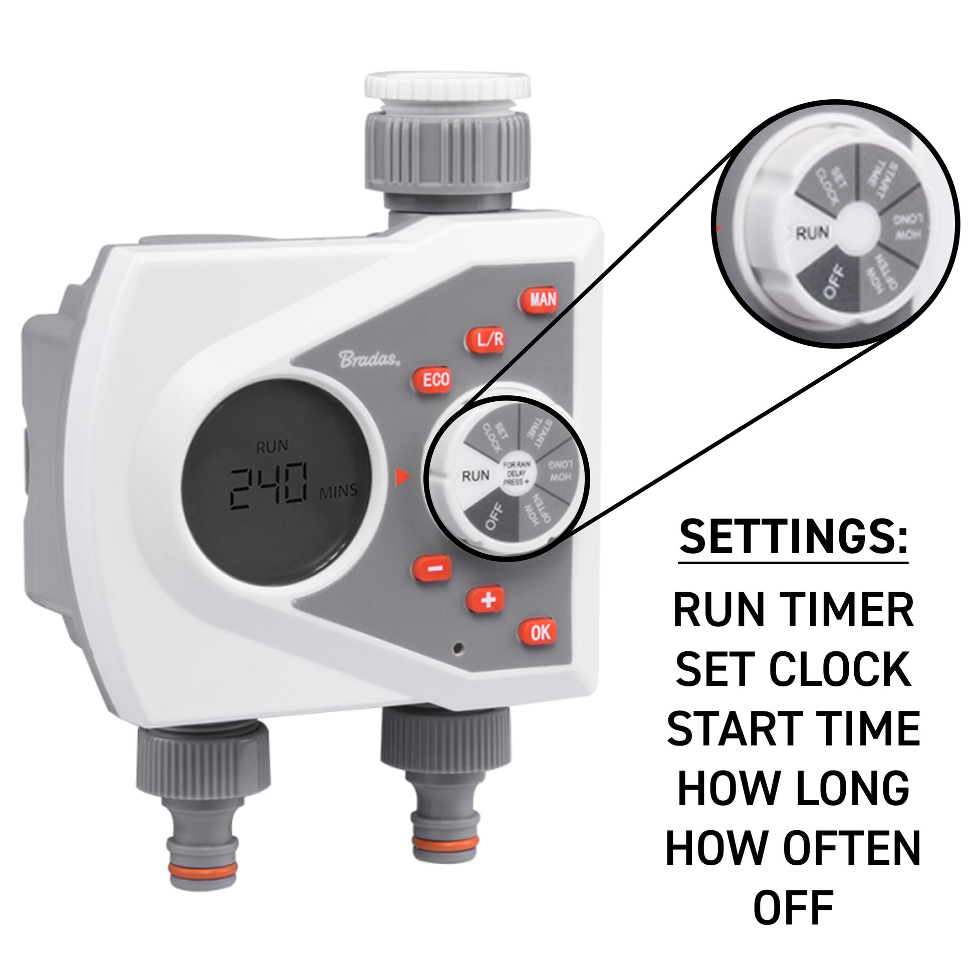 White Line 2-Way Electronic Control Water Timer - Best4Trade-Retail Garden watering