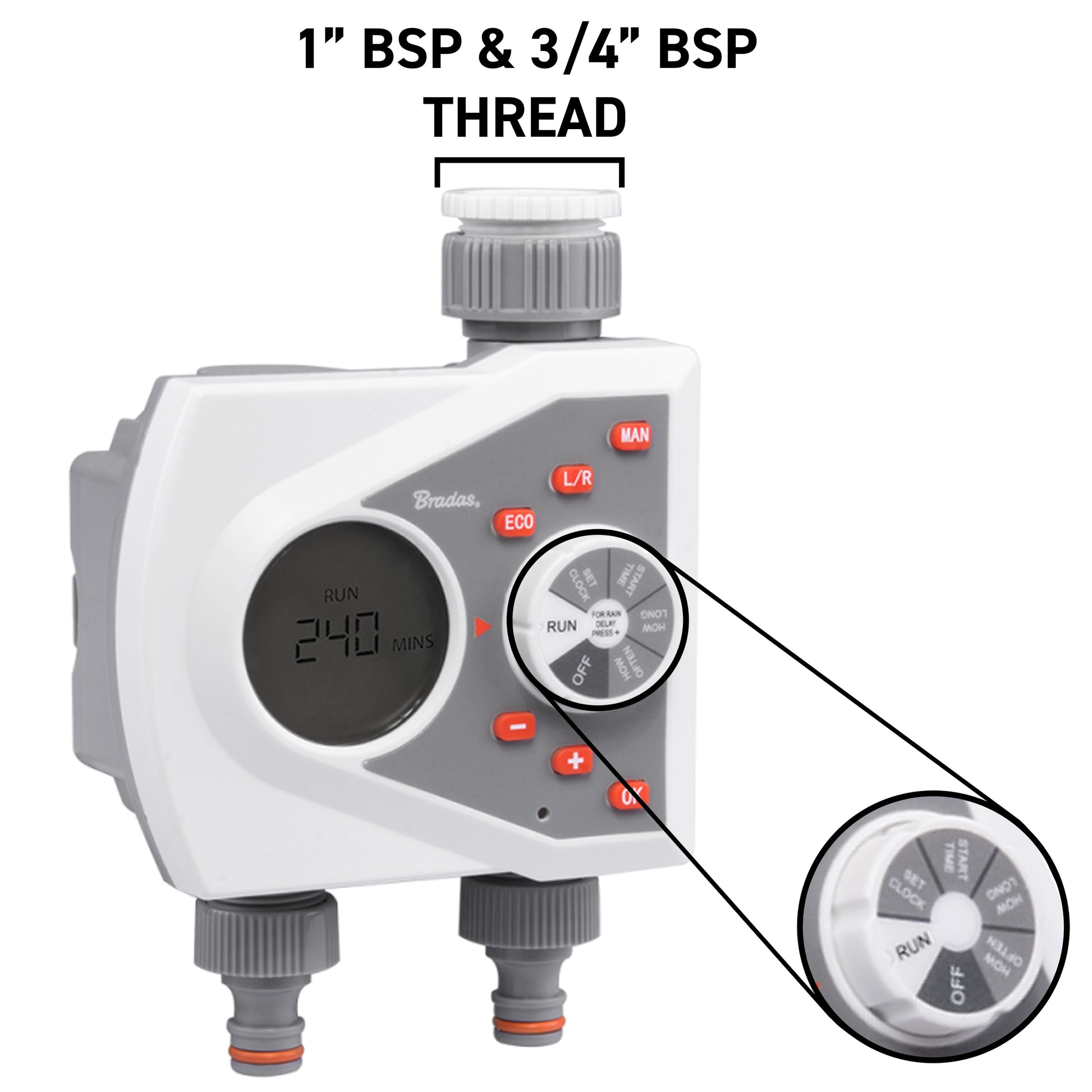 White Line 2-Way Electronic Control Water Timer - Best4Trade-Retail Garden watering