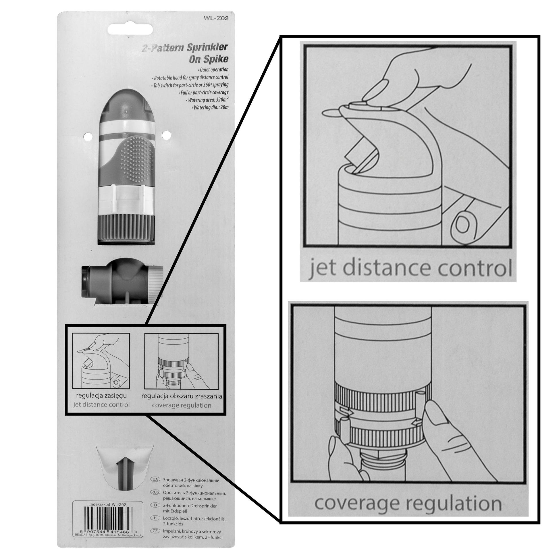 2-Pattern Gear Drive Sprinkler White Line - Best4Trade-Retail Garden watering