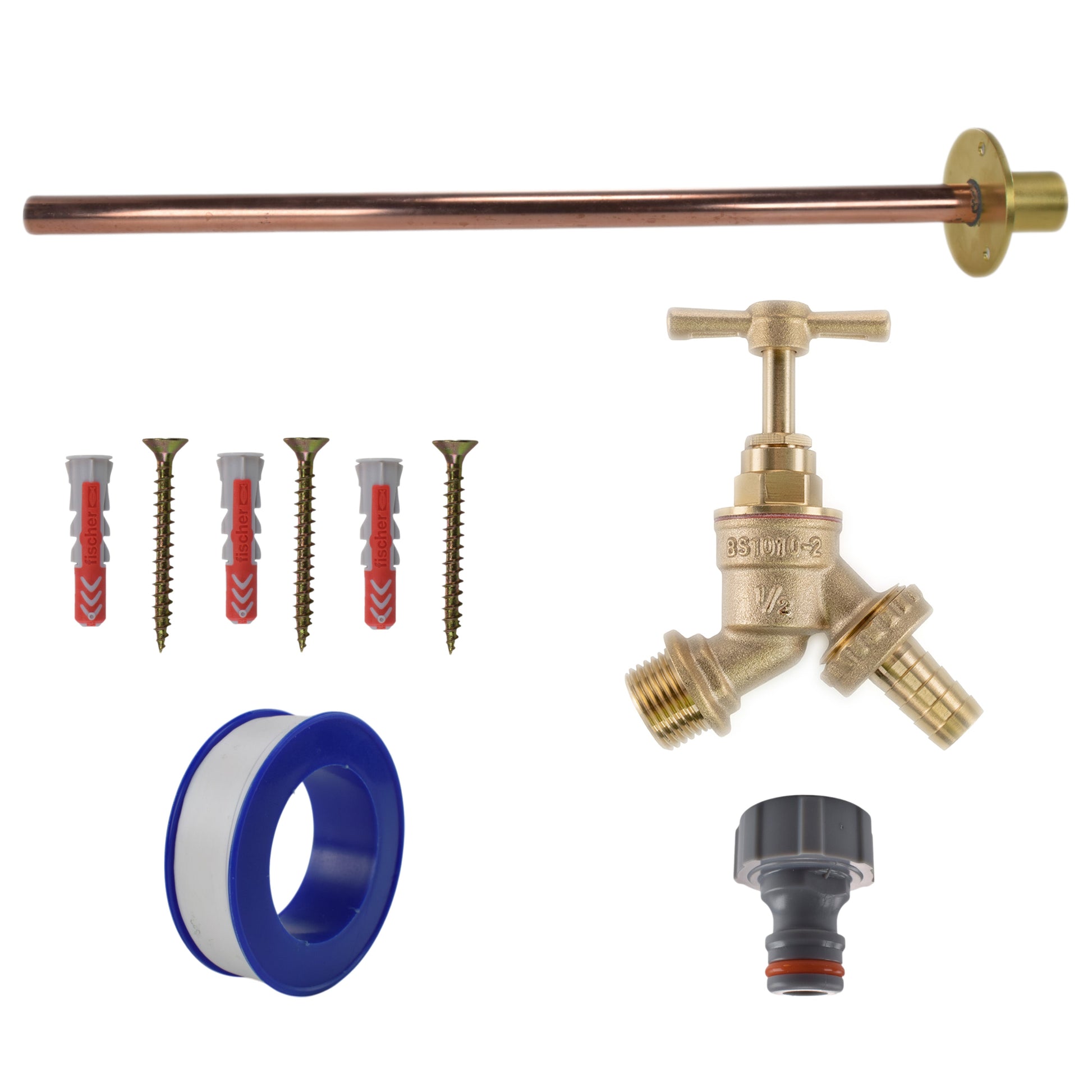 Brass Barbed Bib Tap BASIC Connection Kit - Best4Trade-Retail Garden watering