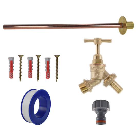 Brass Barbed Bib Tap BASIC Connection Kit - Best4Trade-Retail Garden watering