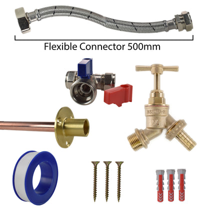 Brass Barbed Bib Tap STANDARD Connection Kit - Best4Trade-Retail Garden watering