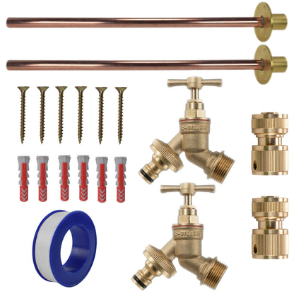 Brass Quick Connect Bib Tap BASIC Connection Kit x2 - Best4Trade-Retail Garden watering