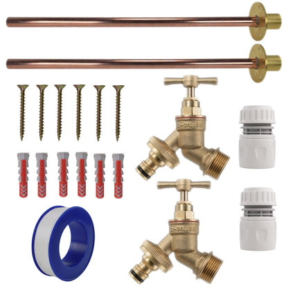 Brass Quick Connect Bib Tap BASIC Connection Kit x2 - Best4Trade-Retail Garden watering
