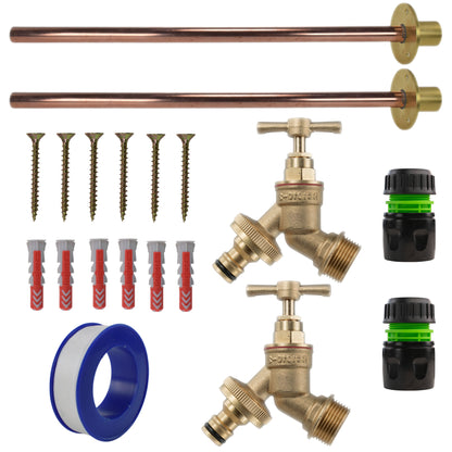 Brass Quick Connect Bib Tap BASIC Connection Kit x2 - Best4Trade-Retail Garden watering