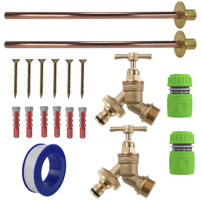 Brass Quick Connect Bib Tap BASIC Connection Kit x2 - Best4Trade-Retail Garden watering