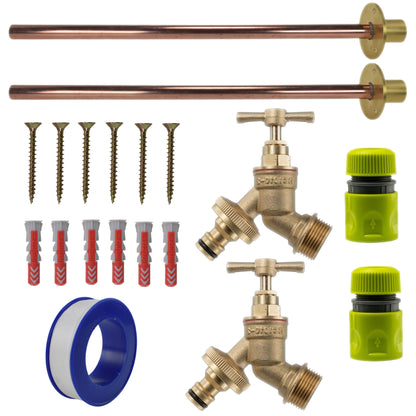 Brass Quick Connect Bib Tap BASIC Connection Kit x2 - Best4Trade-Retail Garden watering