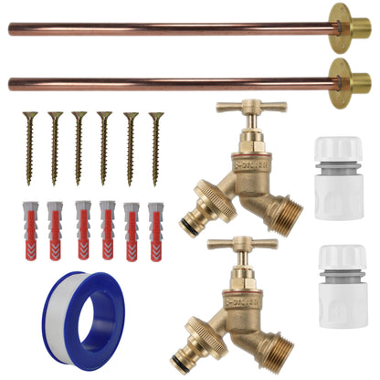 Brass Quick Connect Bib Tap BASIC Connection Kit x2 - Best4Trade-Retail Garden watering