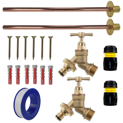 Brass Quick Connect Bib Tap BASIC Connection Kit x2 - Best4Trade-Retail Garden watering