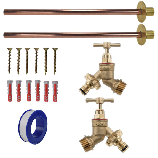 Brass Quick Connect Bib Tap BASIC Connection Kit x2 - Best4Trade-Retail Garden watering