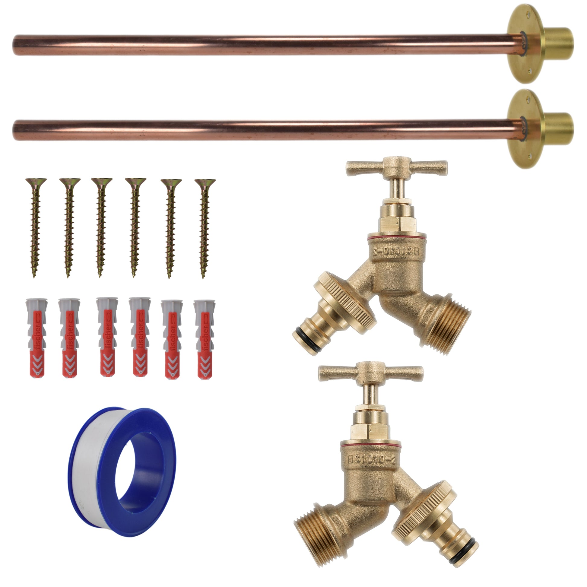 Brass Quick Connect Bib Tap BASIC Connection Kit x2 - Best4Trade-Retail Garden watering