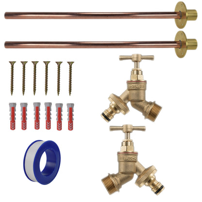 Brass Quick Connect Bib Tap BASIC Connection Kit x2 - Best4Trade-Retail Garden watering