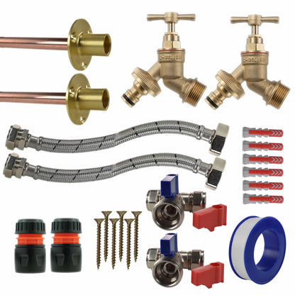 Brass Quick Connect Bib Tap STANDARD Connection Kit x2 - Best4Trade-Retail Garden watering