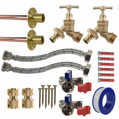 Brass Quick Connect Bib Tap STANDARD Connection Kit x2 - Best4Trade-Retail Garden watering