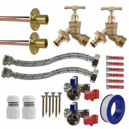 Brass Quick Connect Bib Tap STANDARD Connection Kit x2 - Best4Trade-Retail Garden watering