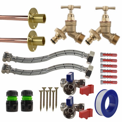 Brass Quick Connect Bib Tap STANDARD Connection Kit x2 - Best4Trade-Retail Garden watering