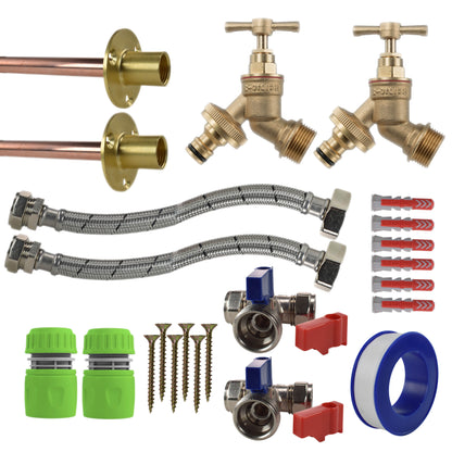 Brass Quick Connect Bib Tap STANDARD Connection Kit x2 - Best4Trade-Retail Garden watering