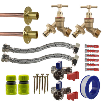 Brass Quick Connect Bib Tap STANDARD Connection Kit x2 - Best4Trade-Retail Garden watering