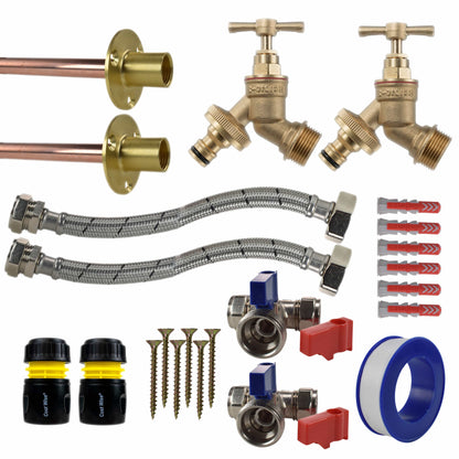 Brass Quick Connect Bib Tap STANDARD Connection Kit x2 - Best4Trade-Retail Garden watering