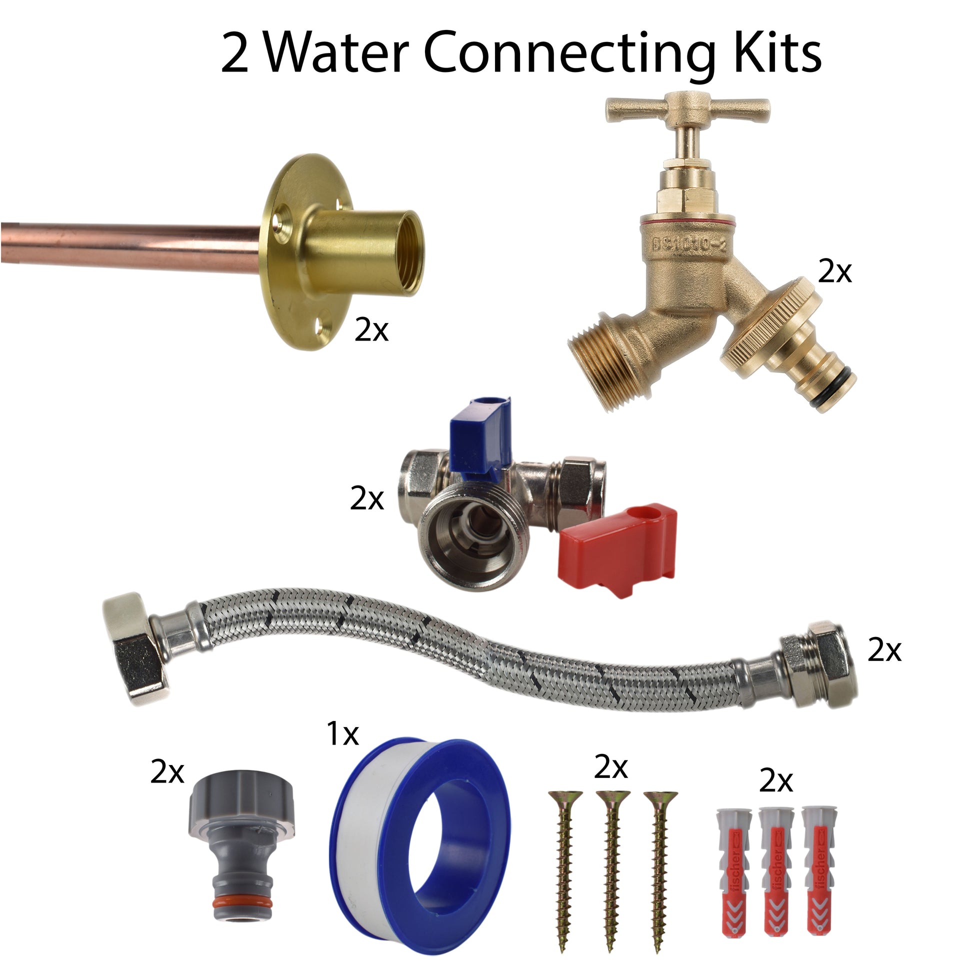 Brass Quick Connect Bib Tap STANDARD Connection Kit x2 - Best4Trade-Retail Garden watering