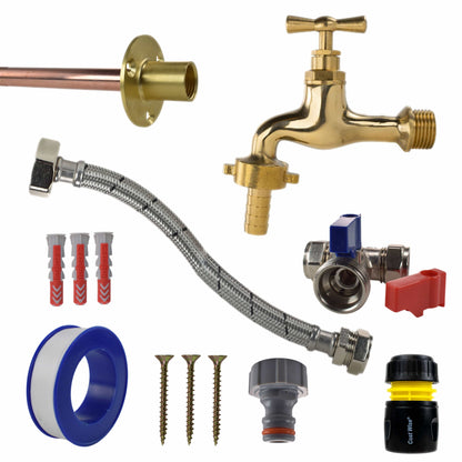 Polished Brass 13mm Barb Tap STANDARD Connection Kit - Best4Trade-Retail Garden watering