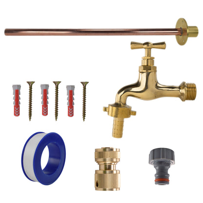 Polished Brass 13mm Barb Tap BASIC Connection Kit - Best4Trade-Retail Garden watering