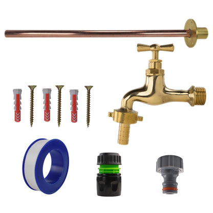 Polished Brass 13mm Barb Tap BASIC Connection Kit - Best4Trade-Retail Garden watering