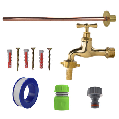 Polished Brass 13mm Barb Tap BASIC Connection Kit - Best4Trade-Retail Garden watering