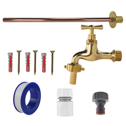 Polished Brass 13mm Barb Tap BASIC Connection Kit - Best4Trade-Retail Garden watering