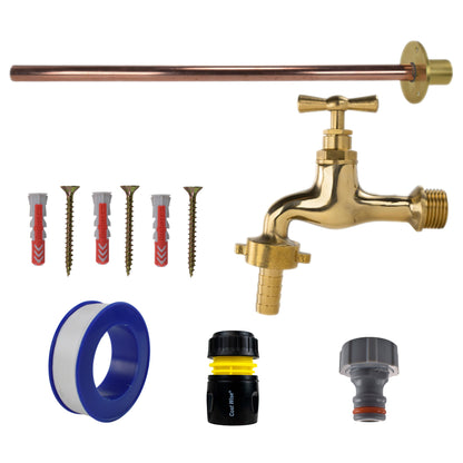 Polished Brass 13mm Barb Tap BASIC Connection Kit - Best4Trade-Retail Garden watering