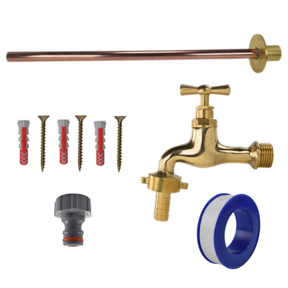 Polished Brass 13mm Barb Tap BASIC Connection Kit - Best4Trade-Retail Garden watering
