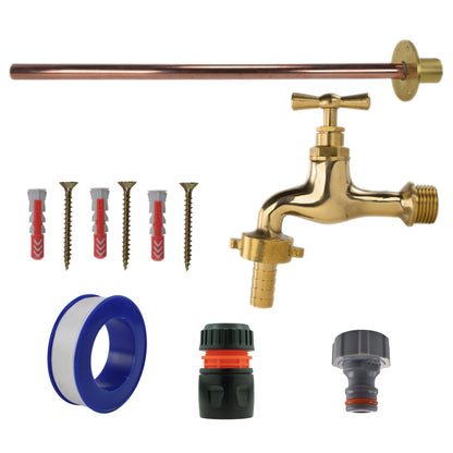 Polished Brass 13mm Barb Tap BASIC Connection Kit - Best4Trade-Retail Garden watering