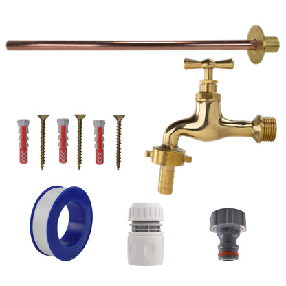Polished Brass 13mm Barb Tap BASIC Connection Kit - Best4Trade-Retail Garden watering