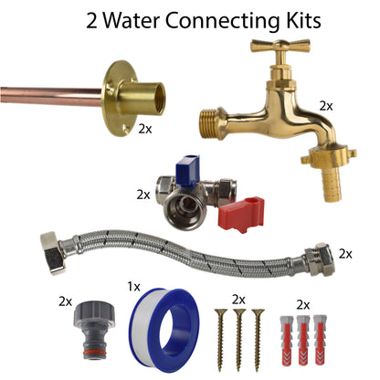 Polished Brass 13mm Barb Tap STANDARD Connection Kit x2 - Best4Trade-Retail Garden watering