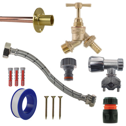 Brass Barbed Bib Tap FULL Connection Kit - Best4Trade-Retail Garden watering