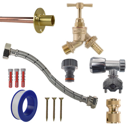 Brass Barbed Bib Tap FULL Connection Kit - Best4Trade-Retail Garden watering