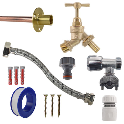 Brass Barbed Bib Tap FULL Connection Kit - Best4Trade-Retail Garden watering