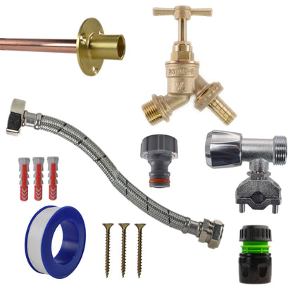Brass Barbed Bib Tap FULL Connection Kit - Best4Trade-Retail Garden watering
