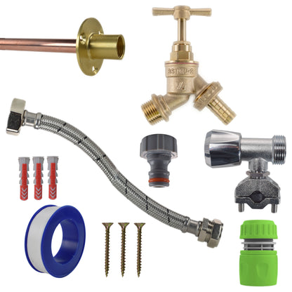 Brass Barbed Bib Tap FULL Connection Kit - Best4Trade-Retail Garden watering