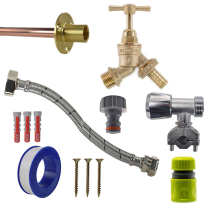 Brass Barbed Bib Tap FULL Connection Kit - Best4Trade-Retail Garden watering