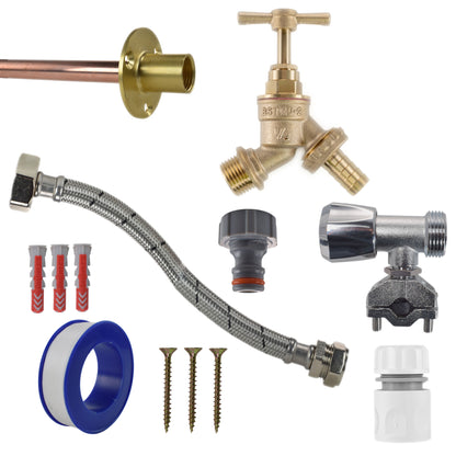 Brass Barbed Bib Tap FULL Connection Kit - Best4Trade-Retail Garden watering