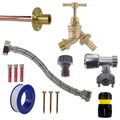 Brass Barbed Bib Tap FULL Connection Kit - Best4Trade-Retail Garden watering