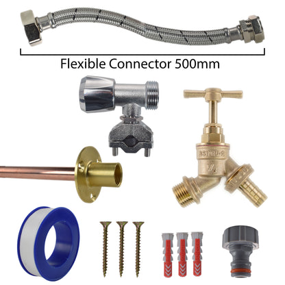 Brass Barbed Bib Tap FULL Connection Kit - Best4Trade-Retail Garden watering