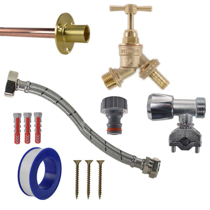 Brass Barbed Bib Tap FULL Connection Kit - Best4Trade-Retail Garden watering