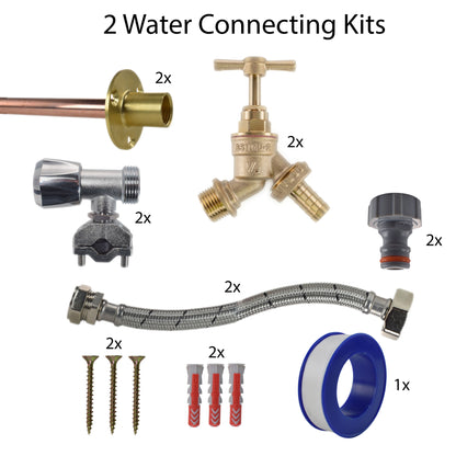 Brass Barbed Bib Tap FULL Connection Kit x2 - Best4Trade-Retail Garden watering