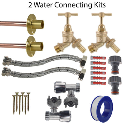 Brass Barbed Bib Tap FULL Connection Kit x2 - Best4Trade-Retail Garden watering