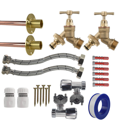 Brass Quick Connect Bib Tap FULL Connection Kit x2 - Best4Trade-Retail Garden watering