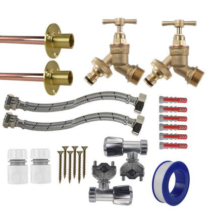 Brass Quick Connect Bib Tap FULL Connection Kit x2 - Best4Trade-Retail Garden watering