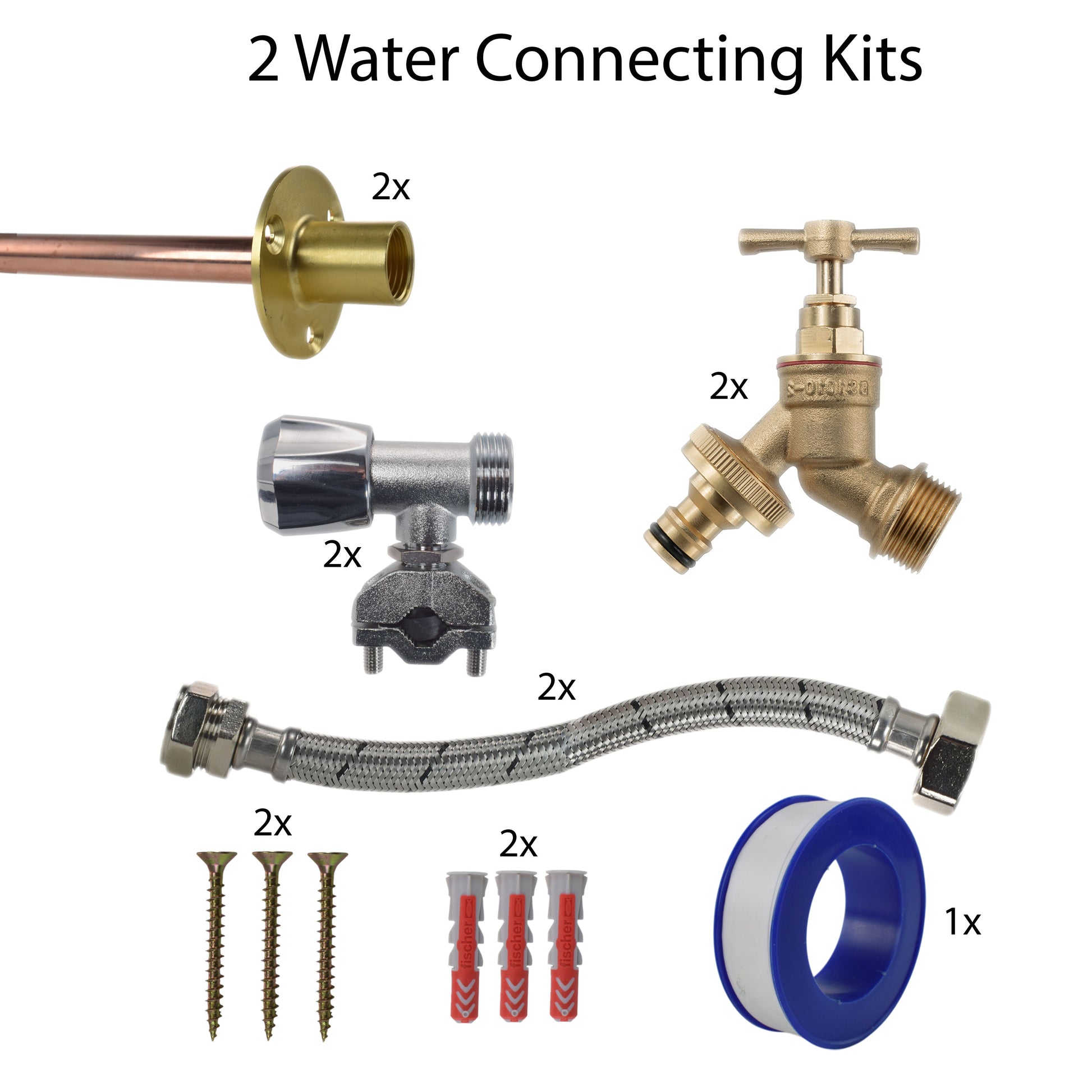 Brass Quick Connect Bib Tap FULL Connection Kit x2 - Best4Trade-Retail Garden watering