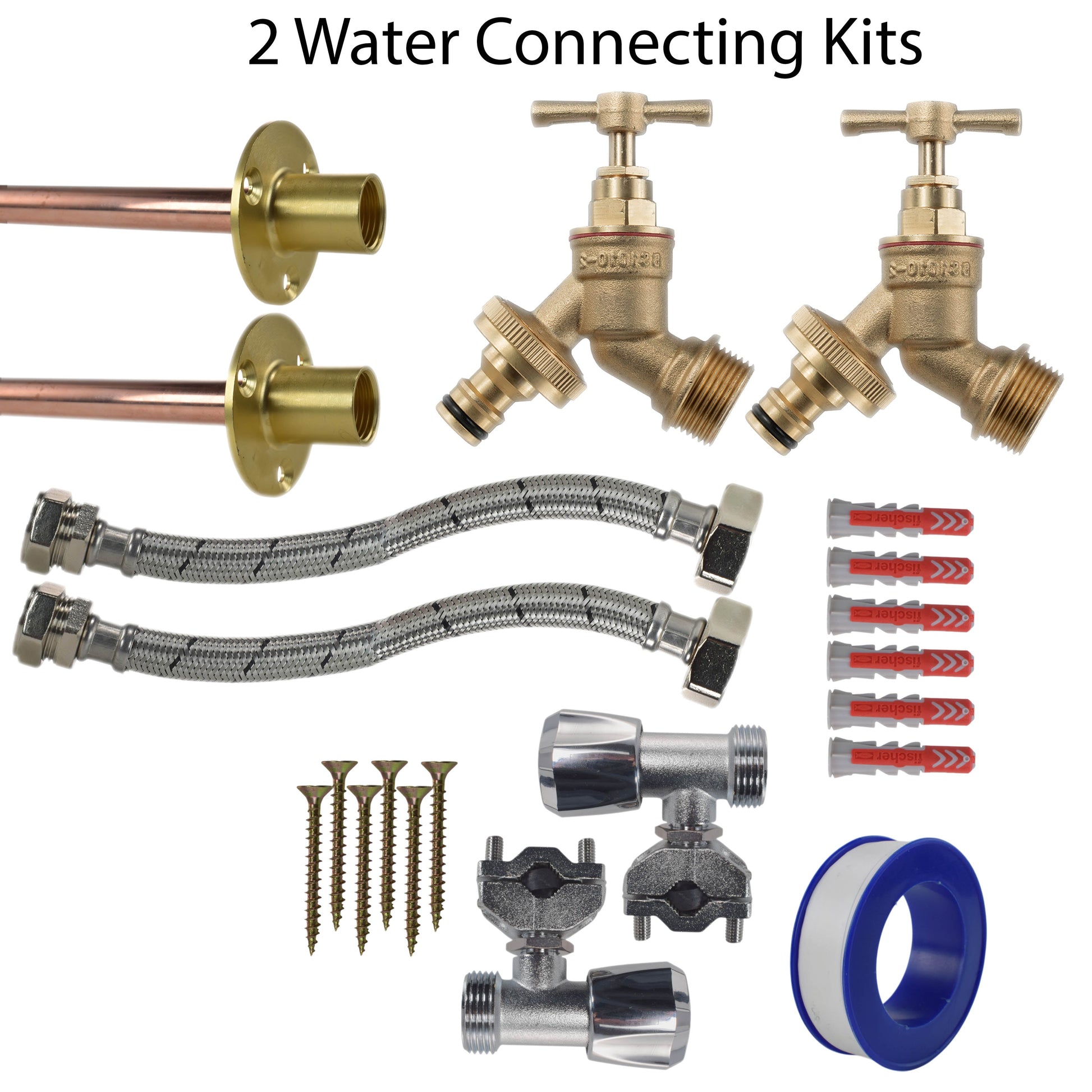 Brass Quick Connect Bib Tap FULL Connection Kit x2 - Best4Trade-Retail Garden watering
